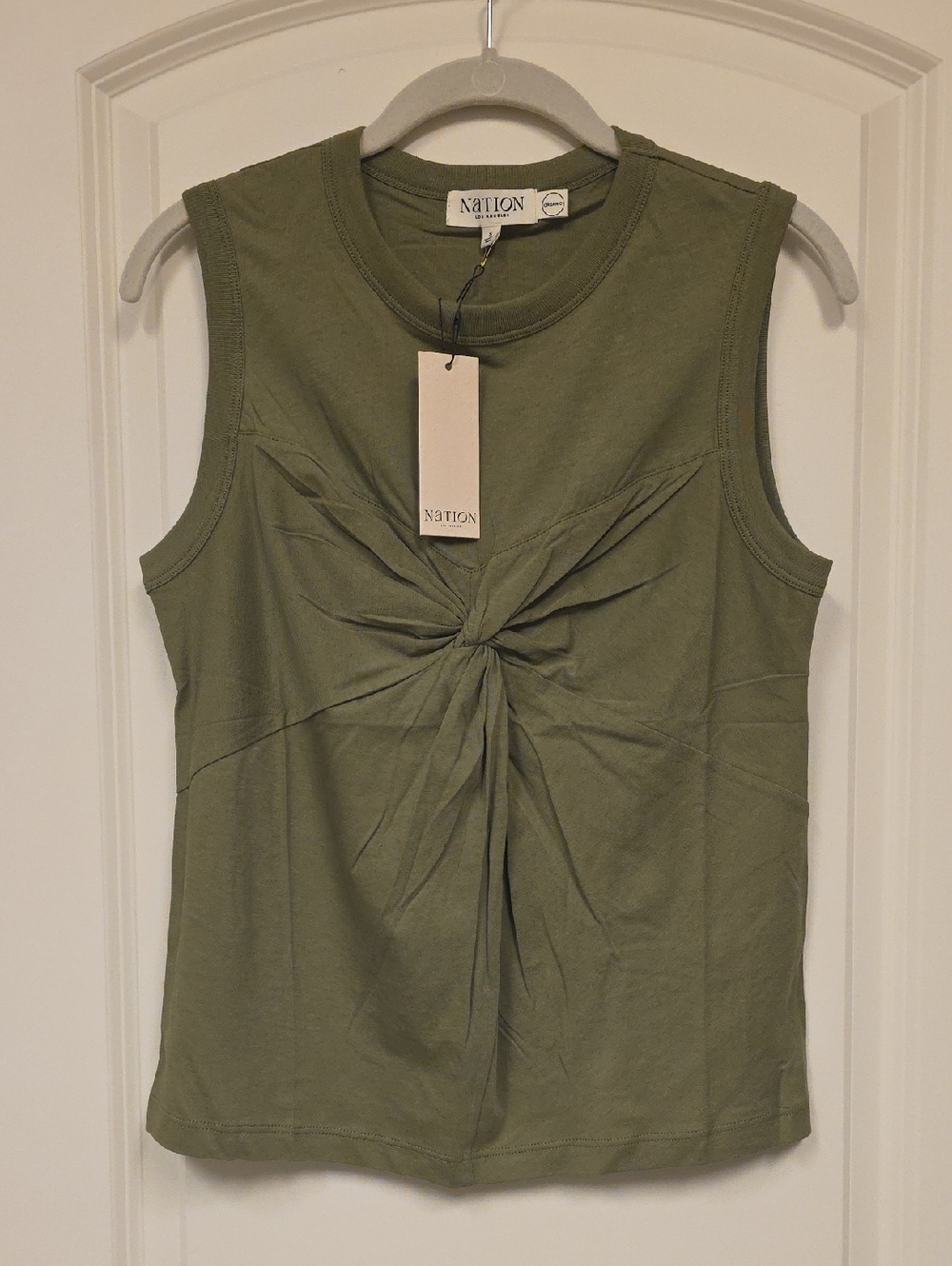 Nation Olive Twist-Front Sleeveless Top